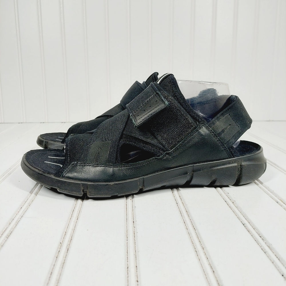 ECCO Intrinsic Black Men's Slip On Adjustable Strap Summer Sandals I556
